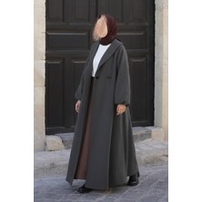 Ande Tesettür Şal Yaka Kaban - Füme