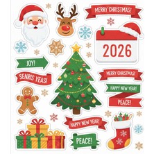 Bsb Noel Yılbaşı Yeni Yıl Telefon Laptop Notebook Tablet Defter Matara Stiker Etiket ST2429