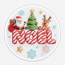 Bsb Noel Yılbaşı Yeni Yıl Telefon Laptop Notebook Tablet Defter Matara Stiker Etiket 18 cm ST2470
