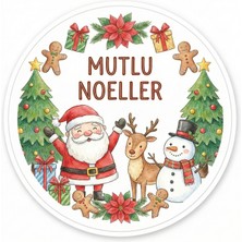Bsb Noel Yılbaşı Yeni Yıl Telefon Laptop Notebook Tablet Defter Matara Stiker Etiket 18CM ST2424