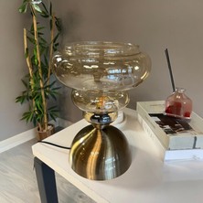 Bamyum Lily Cam Bal Rengi Masa Lambası Dekoratif Masaüstü Aydınlatma Hol Abajur Yatak Odası Başucu Lamba