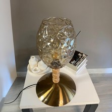 Bamyum Veltro Cam Bal Rengi Üç Boncuk Masa Lambası Dekoratif Masaüstü Aydınlatma Yatak Odası Başucu Lamba