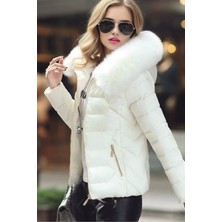 1Tarz Günlük Kürklü Şişme Kadın Mont