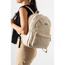 571 Collections Çanta Suni Deri Yıkama Sırt Çantası (Poliüretan) Krem Model:(571-14-16H)