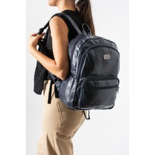 571 Collections Çanta Suni Deri Yıkama Sırt Çantası (Poliüretan) Lacivert Model:(571-14-16H)