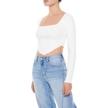 F21 Ribanalı Crop Kazak