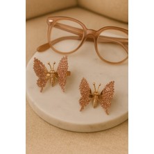 Gigi Giyim Zarif Taş Işıltılı Oynar Kanatlı Kelebek Pens Toka