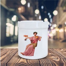 Beyaz Kalbi Kırık Kadın Küllük Dijital Sanat Baskılı Kül Tablası KL182