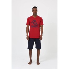 Moda Şahsenem Moda Erkek Kısa Kol Bordo Penye Şortlu Pijama Takımı