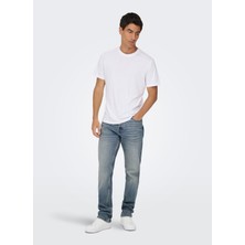 Only & Sons Orta Bel Regular Straight Açık Mavi Erkek Denim Pantolon Onsedge Performance Lb 3816 Dot Dnm