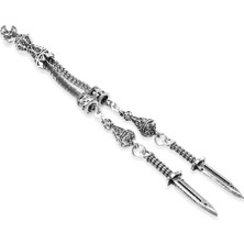 Tesbihname Süngü Temalı Foxtail Zincirli Çift Kamçılı Kararmaz Metal Püskül