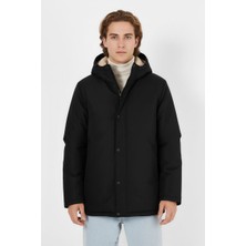 D1fference İçi Kürklü Cepli Kapüşonlu Jel Elyaflı Su ve Rügar Geçirmez Erkek Kışlık Mont