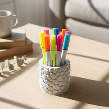 Uretti - Ayşe 7362 7823  El Yapımı Taş Desenli Dekoratif Minik Gri Saksı / Biblo - 6 x 7 cm