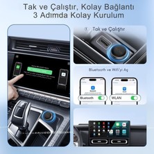 Tarçın Kablolu CarPlay ve Android Auto’yu Kablosuza Çeviren Teknomie Adaptör (Tak & Çalıştır)