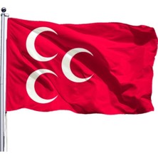 3 Hilal Kırmızı Bayrak 50X75CM Bayrağı