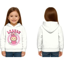 Sedirli Unisex Baskılı Çocuk Swaetshirt Labubu Baskılı Kapüşonlu 3 Iplik Şardonlu