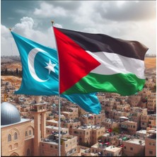 Filistin Bayrağı ve Doğu Türkistan Bayrağı Raşel Kumaş 50X75 cm