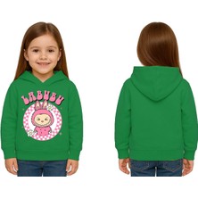 Sedirli Unisex Baskılı Çocuk Swaetshirt Labubu Baskılı Kapüşonlu 3 Iplik Şardonlu