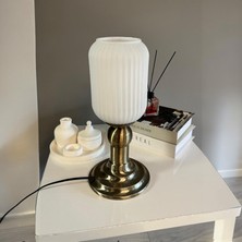 Bamyum Wingmn Cam Beyaz Masa Lambası Dekoratif Masaüstü Aydınlatma Hol Abajur Yatak Odası Başucu Lamba