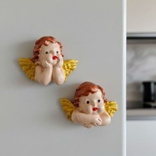 Uretti - Ayşe 7362 2817 El Yapımı 2'li Sevimli Melek Magnet Seti - 4 x 5 cm
