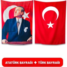 Atatürk Posteri ve Türk Bayrağı Raşel KUMAŞ70X105 cm