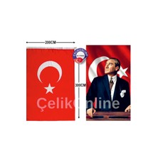 Atatürk Posteri 200X300 cm ve Türk Bayrağı Raşel Kumaş 200X300 cm