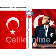 Atatürk POSTERI50X75 cm ve Türk Bayrağı Raşel Kumaş 50X75 cm