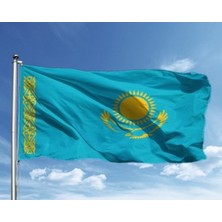 Kazakistan Bayrağı – Raşel Kumaş, Canlı Renkler, Gönder ve Balkon Tipi Bayrak 70X105CM