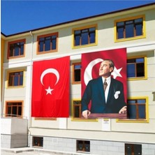 Atatürk Posteri ve Türk Bayrağı Raşel Kumaş 200X300 cm