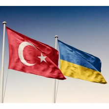 Ukrayna Bayrağı +Türk Bayrağı (100X150CM)