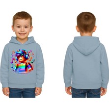 Sedirli Unisex Roblox Baskılı Çocuk Swaetshirt  Baskılı Kapüşonlu 3 Iplik Şardonlu