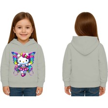 Sedirli Unisex Hello Kity  Baskılı Çocuk Swaetshirt  Baskılı Kapüşonlu 3 Iplik Şardonlu