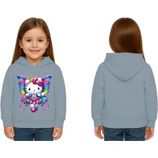 Sedirli Unisex Hello Kity  Baskılı Çocuk Swaetshirt  Baskılı Kapüşonlu 3 Iplik Şardonlu