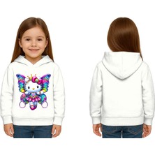 Sedirli Unisex Hello Kity  Baskılı Çocuk Swaetshirt  Baskılı Kapüşonlu 3 Iplik Şardonlu
