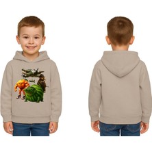 Sedirli Unisex Brainrot Baskılı Çocuk Swaetshirt Kapüşonlu 3 Iplik Şardonlu