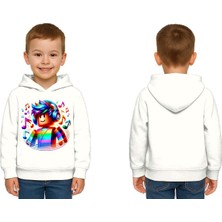 Sedirli Unisex Roblox Baskılı Çocuk Swaetshirt  Baskılı Kapüşonlu 3 Iplik Şardonlu
