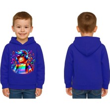 Sedirli Unisex Roblox Baskılı Çocuk Swaetshirt  Baskılı Kapüşonlu 3 Iplik Şardonlu