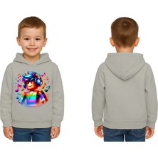 Sedirli Unisex Roblox Baskılı Çocuk Swaetshirt  Baskılı Kapüşonlu 3 Iplik Şardonlu