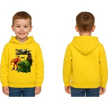 Sedirli Unisex Brainrot Baskılı Çocuk Swaetshirt Kapüşonlu 3 Iplik Şardonlu