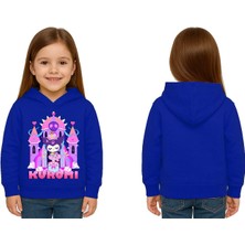 Sedirli Unisex Baskılı Çocuk Swaetshirt Kapüşonlu 3 Iplik Şardonlu Kuromi Baskılı