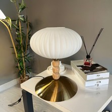 Bamyum Elegant Cam Beyaz Üç Boncuk Masa Lambası Dekoratif Masaüstü Aydınlatma Hol Yatak Odası Başucu Lamba