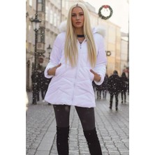 Barbora Kışlık Kürklü Kapüşonlu Kadın Şişme Mont
