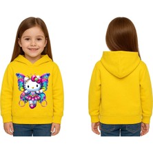 Sedirli Unisex Hello Kity  Baskılı Çocuk Swaetshirt  Baskılı Kapüşonlu 3 Iplik Şardonlu