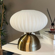 Bamyum Elegant Cam Beyaz Masa Lambası Dekoratif Masaüstü Aydınlatma Hol Abajur Yatak Odası Başucu Lamba