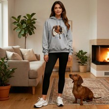 Hena Pati Sever Tasarım Kapüşonlu Sweatshirt Pamuklu Gri