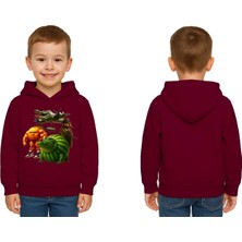 Sedirli Unisex Brainrot Baskılı Çocuk Swaetshirt Kapüşonlu 3 Iplik Şardonlu