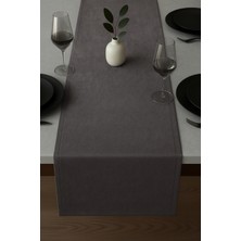 De'vor Kadife Görünümlü Antrasit Masa Runnerı