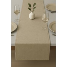 De'vor Kadife Görünümlü Bej Masa Runnerı