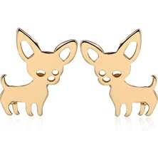 Midnight Shine Sevimli Köpek Siluet Paslanmaz Çelik Altın/gümüş Kaplama Kararmaz Küpe