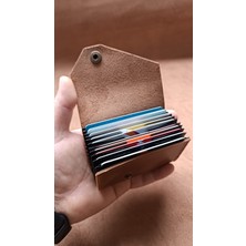 Cg Deri Hakiki Deri Unisex Akordiyon 10 Bölmeli Minimal Tasarım Kartlık